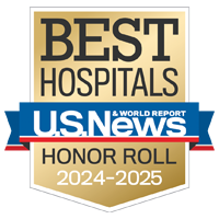 U S News and World Report badge recognizing UCSF as part of its 2024-2025 Honor Roll